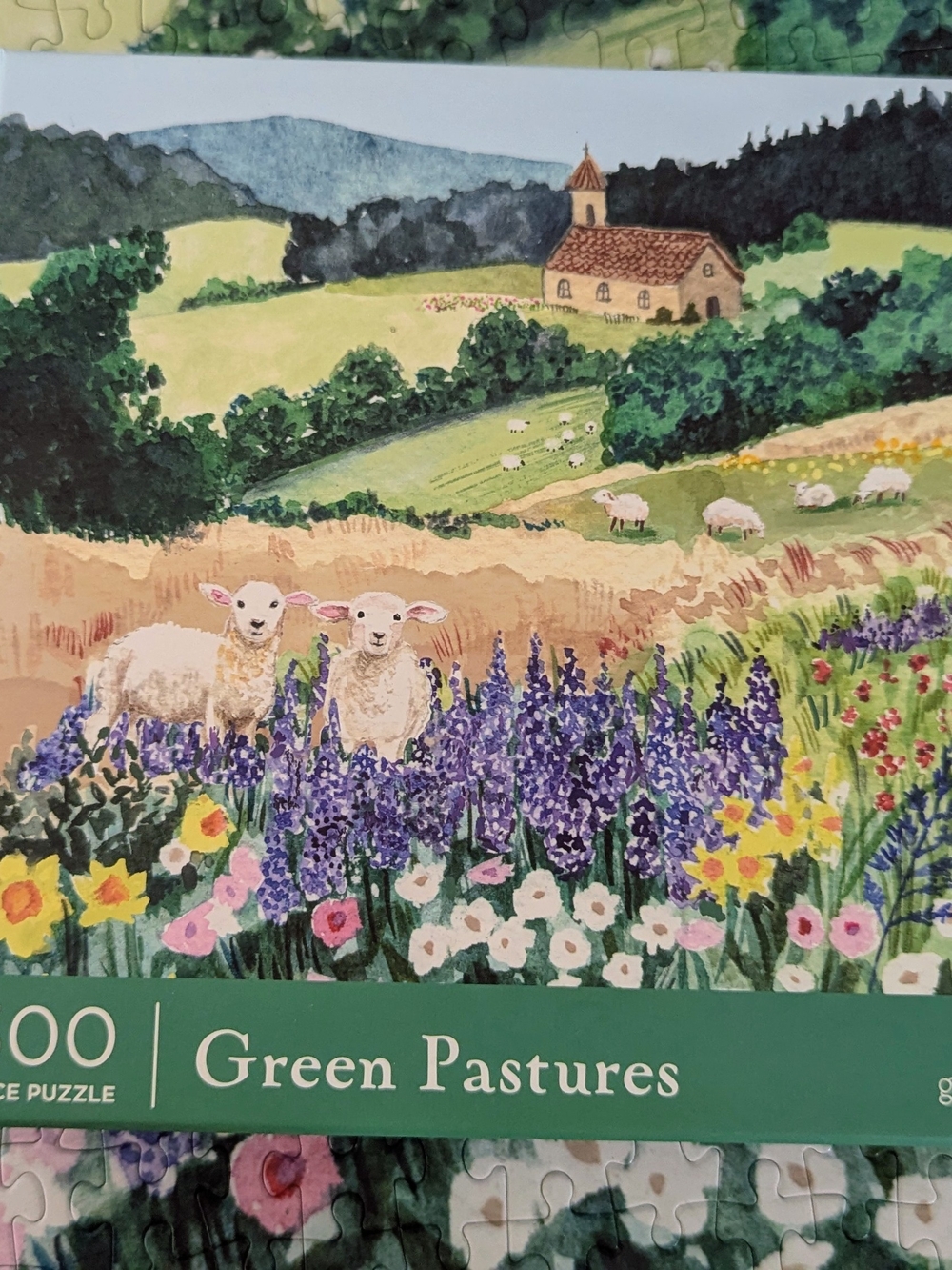 Galison Green Pastures 500 Piece Jigsaw Puzzle Cottagecore Pastoral Sheep